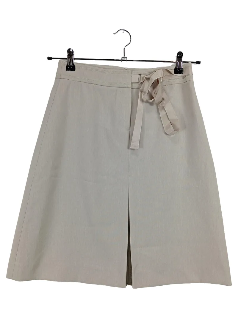 MANGO Damen A-Linienrock Beige Gr. S/36 Schleife Klassisch 1