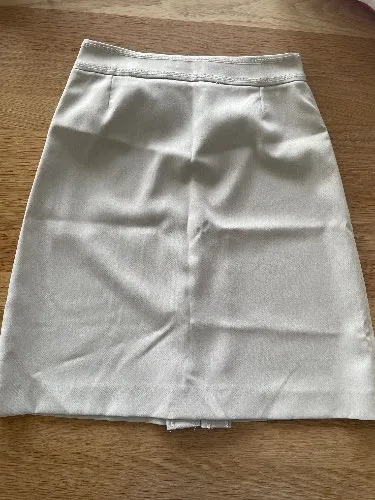 MANGO Damen A-Linienrock Beige Gr. S/36 Schleife Klassisch