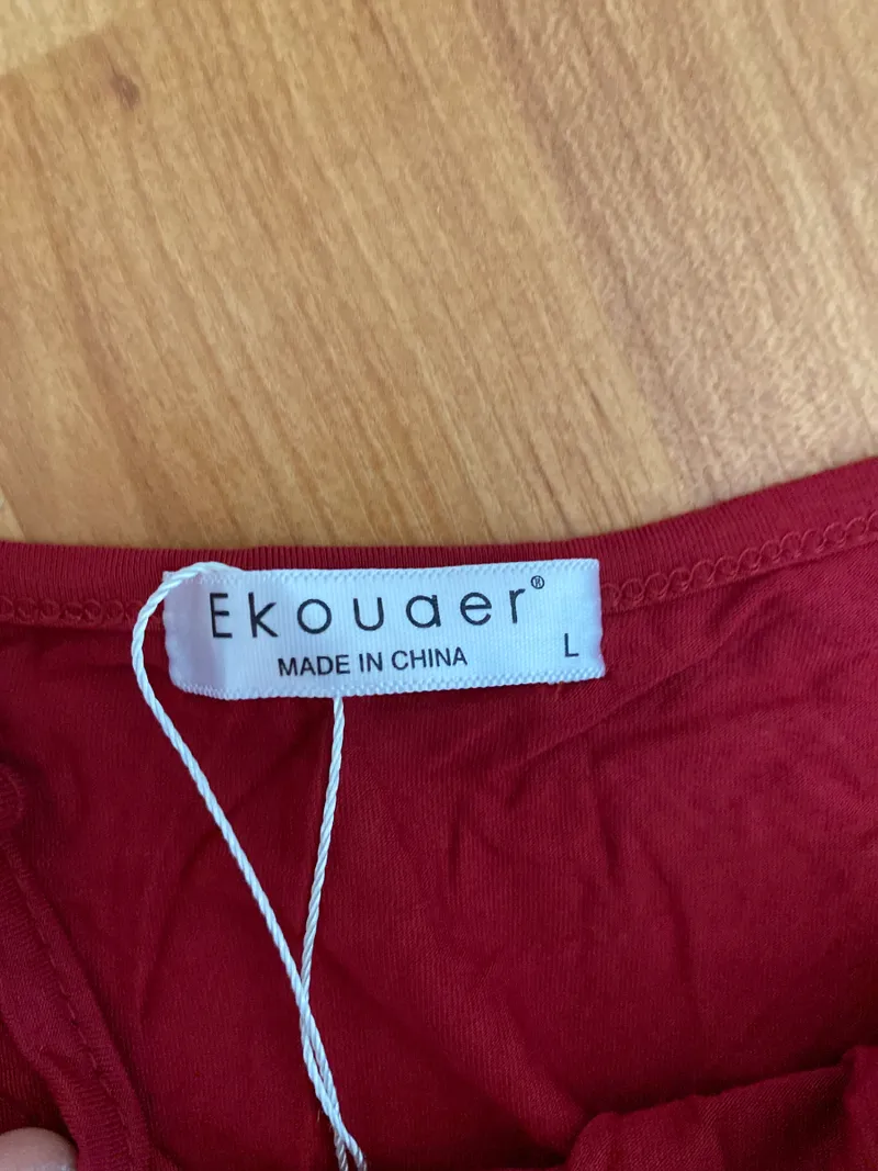 Ekouaer Damen Freizeitkleid Rot Gr. 40/L Casual Sommerkleid 2