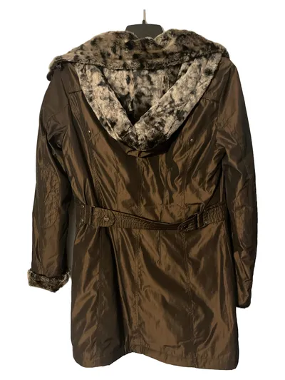 CANDA Damen Winterjacke Gr. 38 M Braun mit Kunstfell Kapuze Herbst Winter