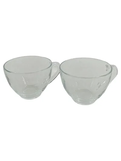 Arcoroc Glas Tasse Unterteller Set 2tlg Transparent Basic 7cm Höhe