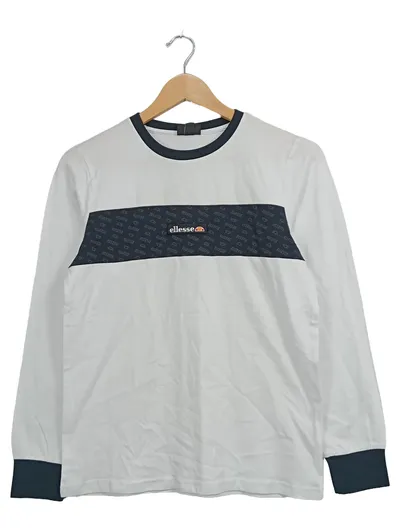Ellesse Kinder Langarmshirt Weiß Logo Schriftzug Baumwolle Gr. 152
