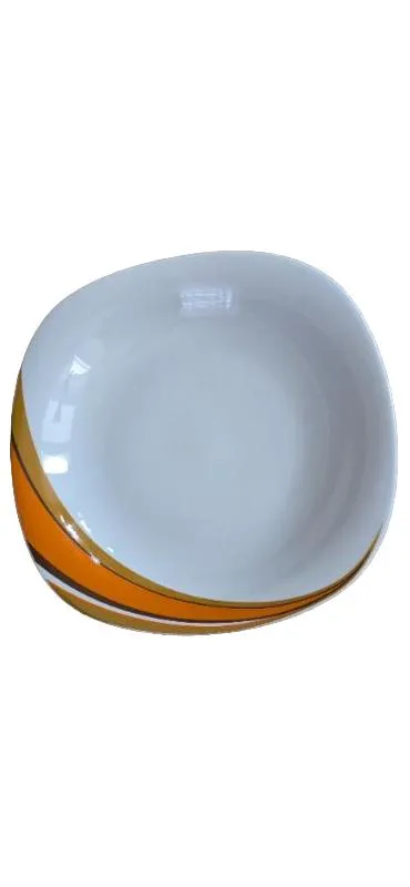 Schirnding Bavaria Suppenteller Porzellan Retro Orange Weiß 23cm