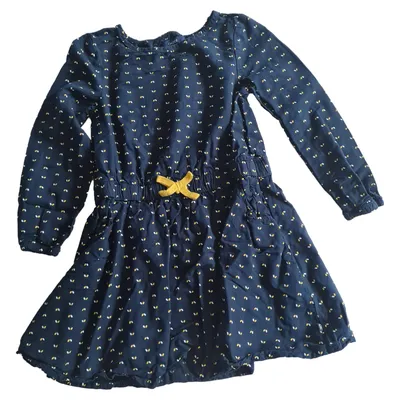 Okaïdi Mädchen Freizeitkleid Gr. 116 Blau Grafisch Baumwolle Schleife