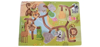 Playtive Junior Holz Steckpuzzle Safari Tiere Lernspielzeug Kinder