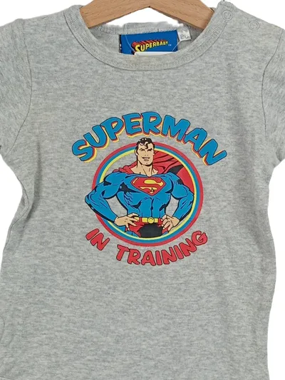KappAhl Baby Body Superman in Training Grau Gr. 86 Baumwolle