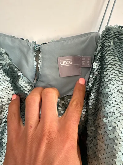 ASOS Damen Pailletten Top Grün Gr. 36/S Glamourös Party Träger
