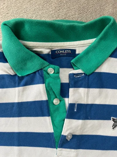 Conleys Herren Poloshirt M Gestreift Maritim Blau Weiß Grün
