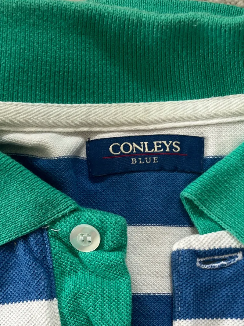 Conleys Herren Poloshirt M Gestreift Maritim Blau Weiß Grün 6