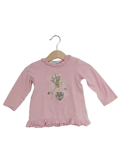 KANZ Mädchen Langarmshirt Rosa Gr. 74 Rüschen Herz-Applikation