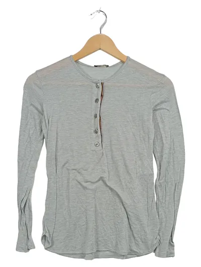 Dixie Damen Langarmshirt Henley Grau Meliert Gr. XS 34 Casual
