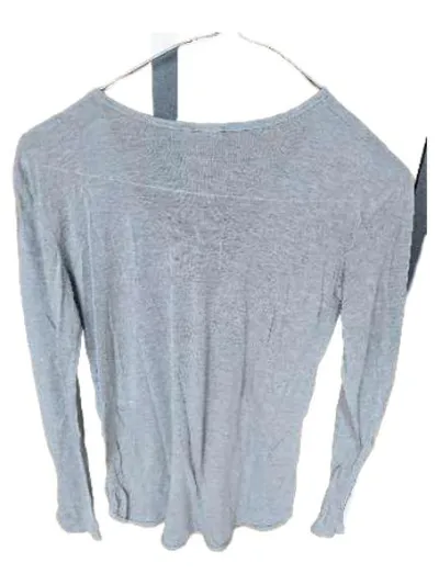 Dixie Damen Langarmshirt Henley Grau Meliert Gr. XS 34 Casual