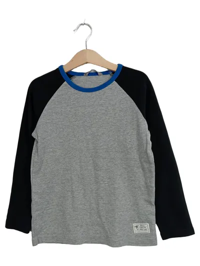 Lindex Kinder Langarmshirt Baseball-Stil Gr. 122 Grau Schwarz Casual