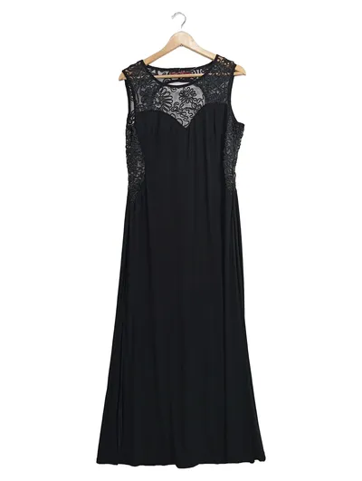 Miusol Damen Abendkleid Ballkleid Lang Spitze Schwarz Gr. 44/XXL Elegant