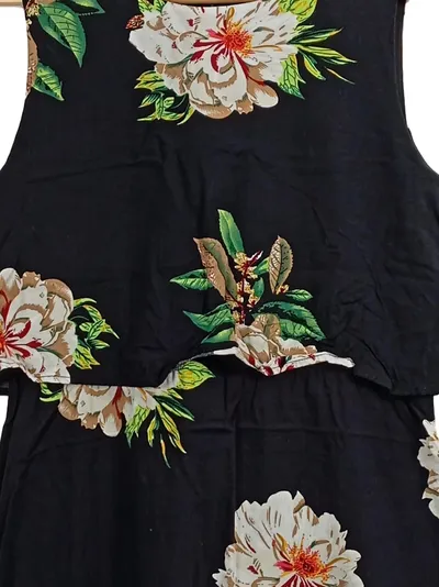 Pigalle Damen Freizeitkleid Gr. 38 Schwarz Blumenmuster Viskose Casual
