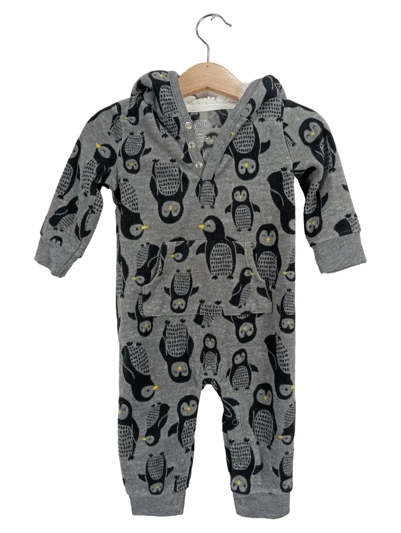 Carter's Just One You Baby Einteiler Gr. 74 Pinguin Grau Kapuze 1