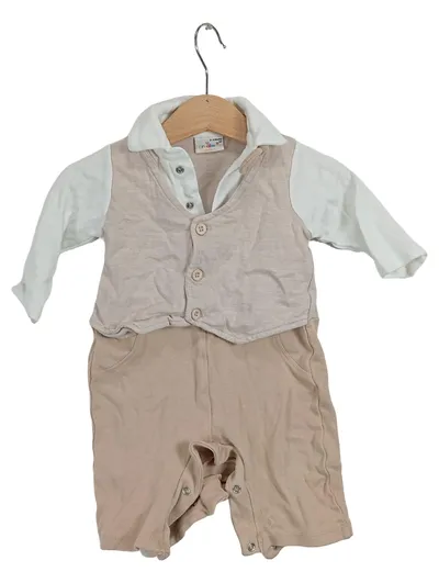 ORSOLINO Baby Strampler Anzug Einteiler Gr. 62 Beige Weiß Festlich