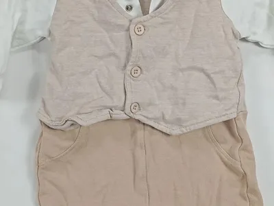 ORSOLINO Baby Strampler Anzug Einteiler Gr. 62 Beige Weiß Festlich