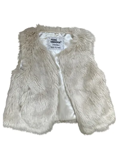 Young Dimension Kinder Fellweste Gr. 128 Beige Casual Kunstfell Weste