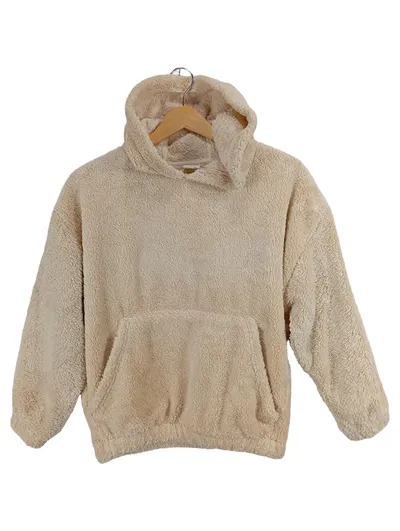ZARA Teddy Fleece Kapuzenpullover Kinder Gr. 152 Beige Hoodie