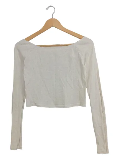 Brandy Melville Damen Langarmshirt Pullover Beige Rippstrick Gr. 38/M