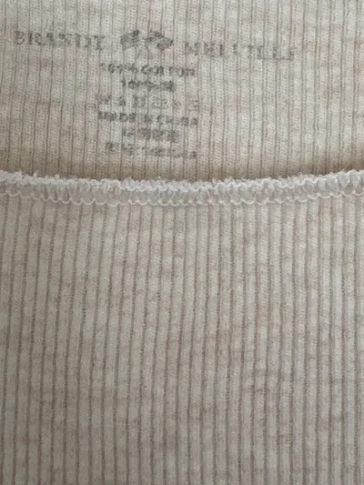 Brandy Melville Damen Langarmshirt Pullover Beige Rippstrick Gr. 38/M