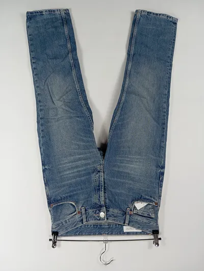 ZARA Damen Jeans Regular Fit Blau Gr. 34 W26 Baumwolle Casual