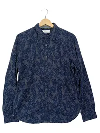 Denim & Flower Herren Freizeithemd M Blau Casual Florales Muster Slim Fit 1