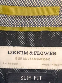 Denim & Flower Herren Freizeithemd M Blau Casual Florales Muster Slim Fit 6