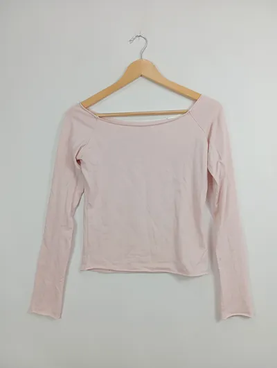 Brandy Melville Damen Langarmshirt Basic Pink Gr. 38/M Baumwolle