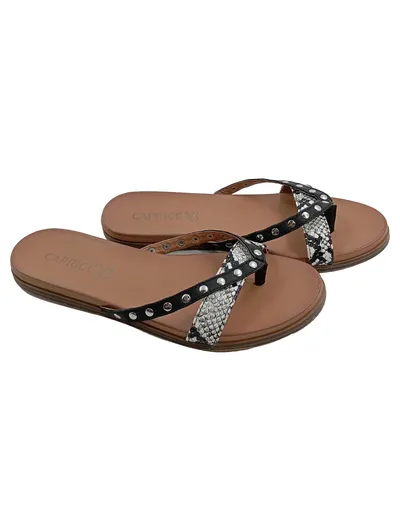 CAPRICE Damen Zehentrenner Sandalen 37 Modisch Mehrfarbig Nieten Schlangenmuster