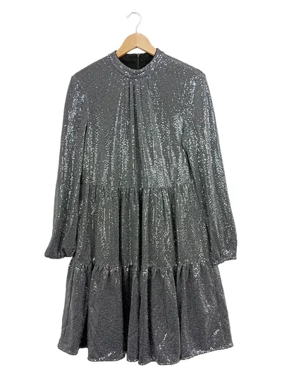 Steffen Schraut Damen festliches Pailletten Kleid Gr. 36 Silber Glamourös