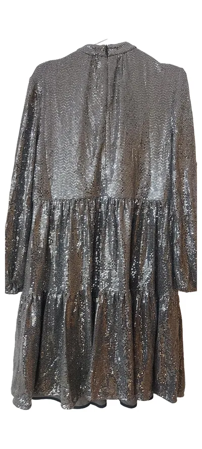 Steffen Schraut Damen festliches Pailletten Kleid Gr. 36 Silber Glamourös