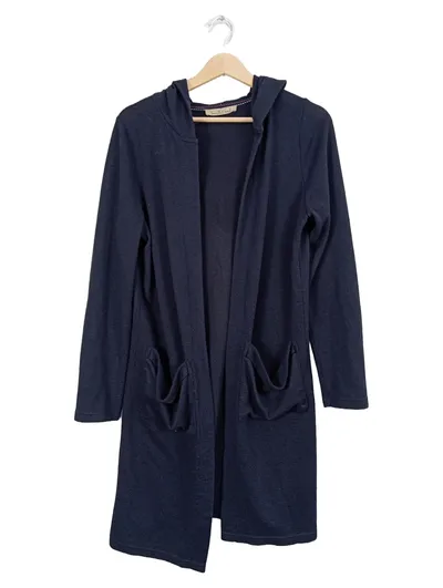 Smith & Soul Damen Strickjacke Kapuze Lang Gr. 36/S Blau Cardigan