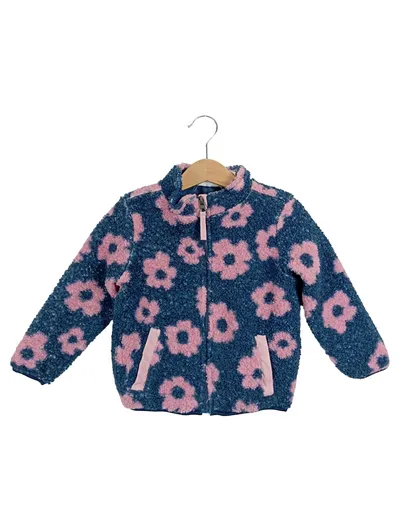 LILY & DAN Kinder Fleecejacke Mädchen Gr. 86/92 Blau Floral Casual