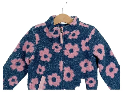 LILY & DAN Kinder Fleecejacke Mädchen Gr. 86/92 Blau Floral Casual