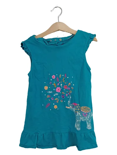 Sergent Major Kinder Sommerkleid Gr. 92 Türkis Elefanten Blumen farbenfroh