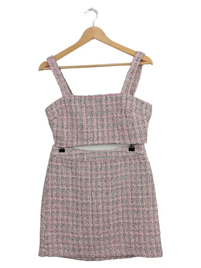 ASOS Damen Tweed Set Crop Top & Minirock Gr. 38 Pink Elegant