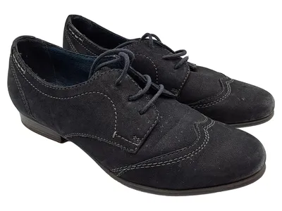 Tamaris Oxford Schnürschuhe Damen Blau Lochmuster Gr. 38 Freizeit