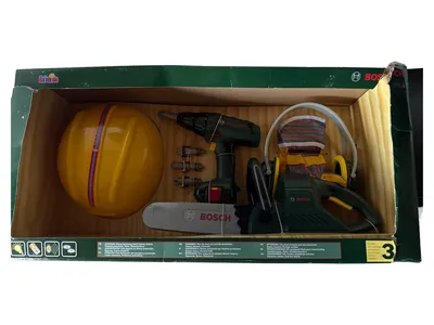 Bosch Kinder Werkzeug Set Kettensäge Helm Bohrmaschine Spielzeug Werkstatt
