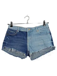 MANGO MNG Jeans Shorts Damen Gr. 36 Two-Tone Destroyed Look Blau 1