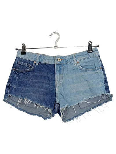 MANGO MNG Jeans Shorts Damen Gr. 36 Two-Tone Destroyed Look Blau