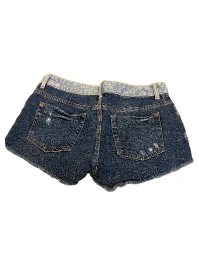 MANGO MNG Jeans Shorts Damen Gr. 36 Two-Tone Destroyed Look Blau