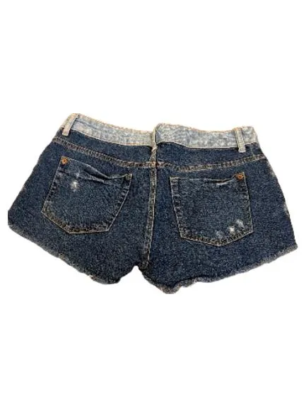 MANGO MNG Jeans Shorts Damen Gr. 36 Two-Tone Destroyed Look Blau 2