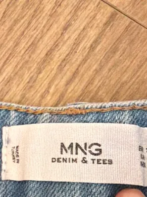 MANGO MNG Jeans Shorts Damen Gr. 36 Two-Tone Destroyed Look Blau 7