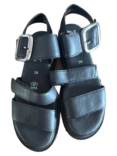 Rieker Evolution Damen Sandalen Leder Schnallen Schwarz Gr. 36