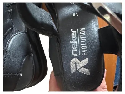 Rieker Evolution Damen Sandalen Leder Schnallen Schwarz Gr. 36