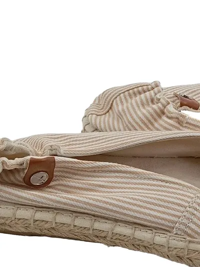 Tamaris Damen Espadrilles Gr. 41 Beige Weiß Gestreift Slingback