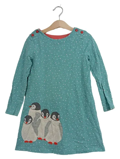 Mini Boden Mädchen Kleid Pinguin Türkis Gr. 5-6 Jahre 116 Baumwolle