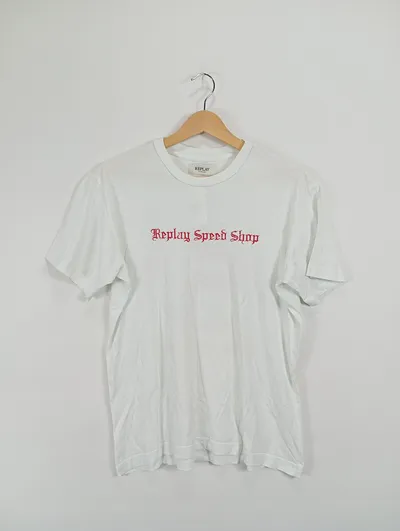 Replay Speed Shop T-Shirt Herren Gr. S Weiß